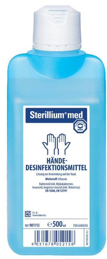 Desinfekční přípravek na ruce Sterilium 500 ml.